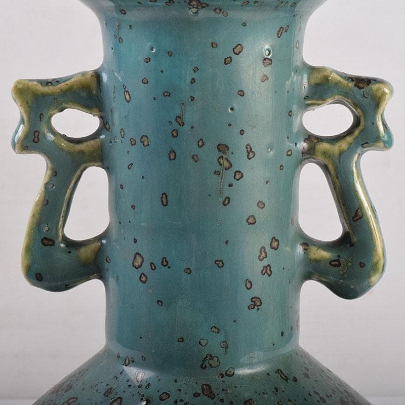 北大路魯山人作　織部焼　耳付花瓶　小山富士夫（古山子）極め箱　D　R8931B