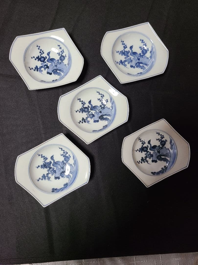 須田菁華染付六角皿5客組