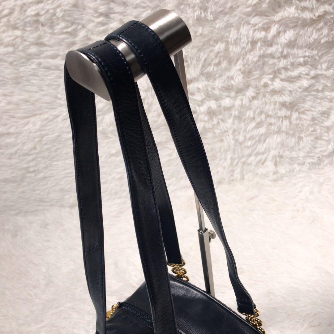 BALLY バリー レザー キルティング タッセル ショルダーバッグ ネイビー