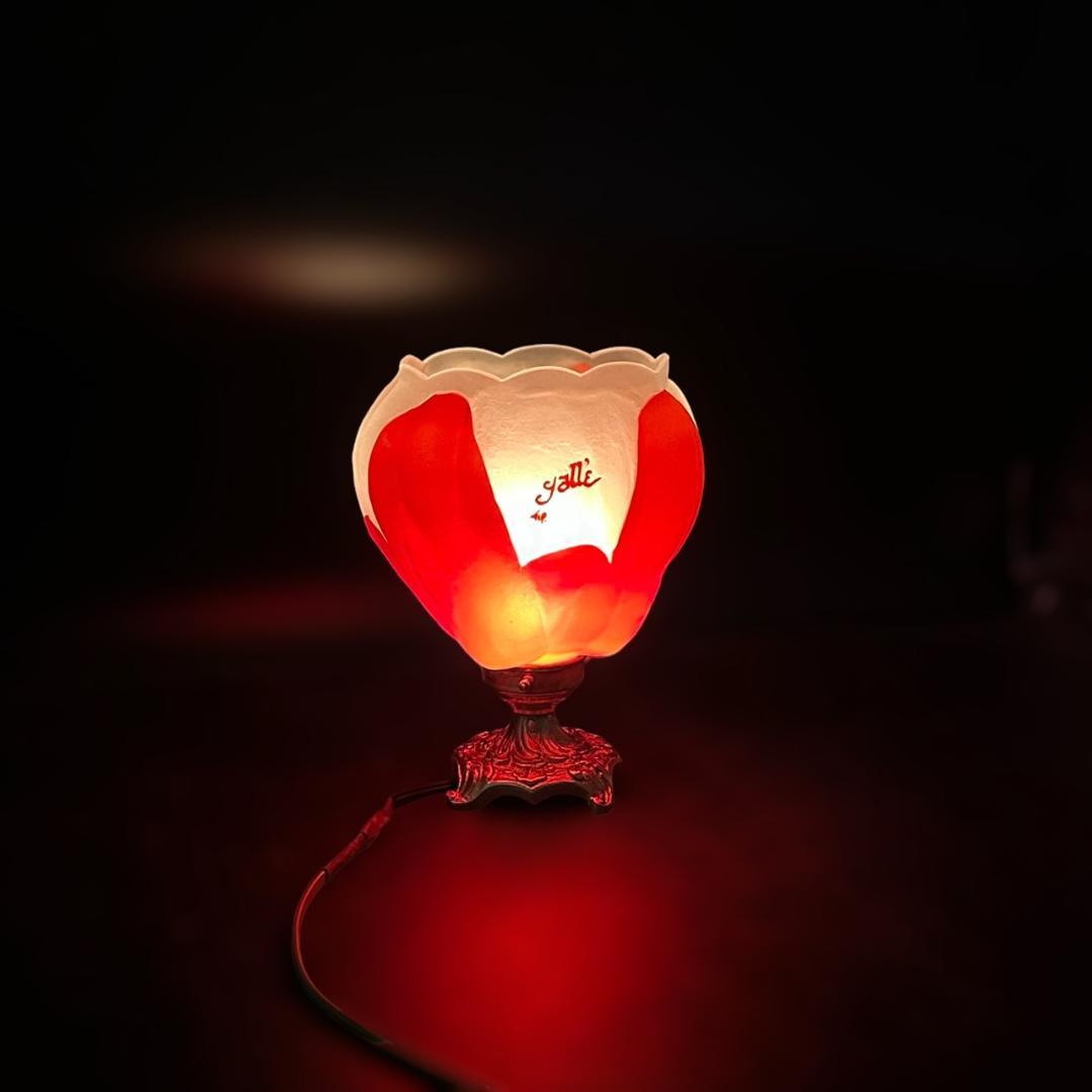 エミールガレ フラワー型　卓上照明 　技法スフレ　被せガラス　高さ22