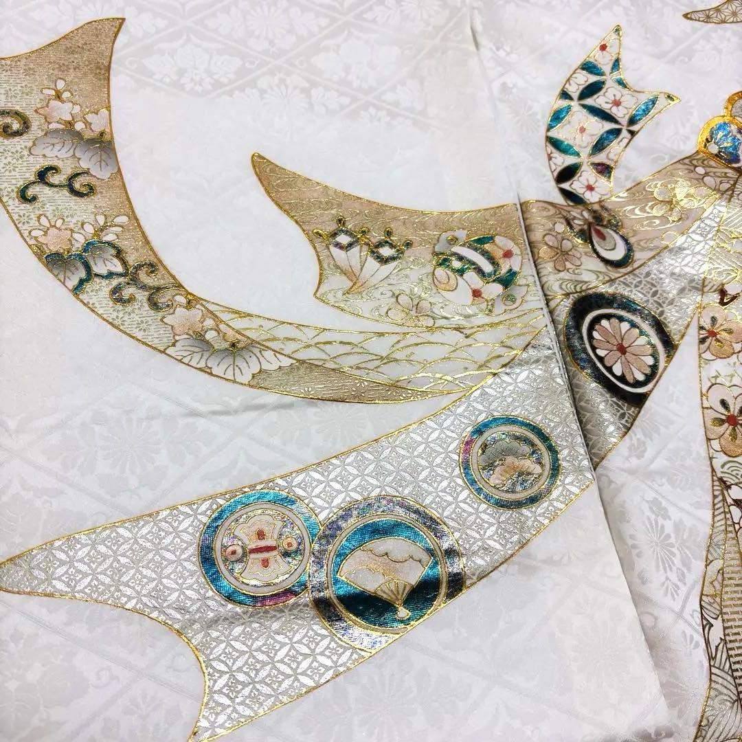 新作❗️【新品/日本製】白 手箔染め お宮参り産着 男の子 熨斗柄