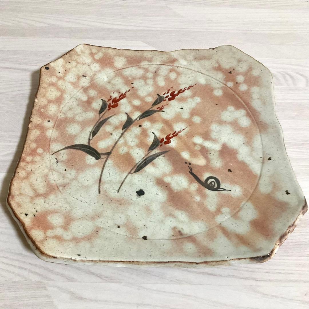 皿 蝸牛 番浦史郎 かたつむり 京焼 土物 菓子皿 古美術 骨董品　お皿