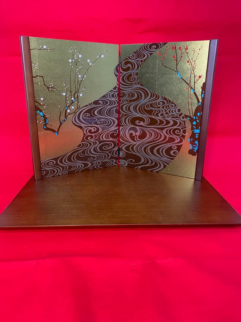 東京久月　五月人形　家紋付き兜飾り平飾りセット　正絹糸