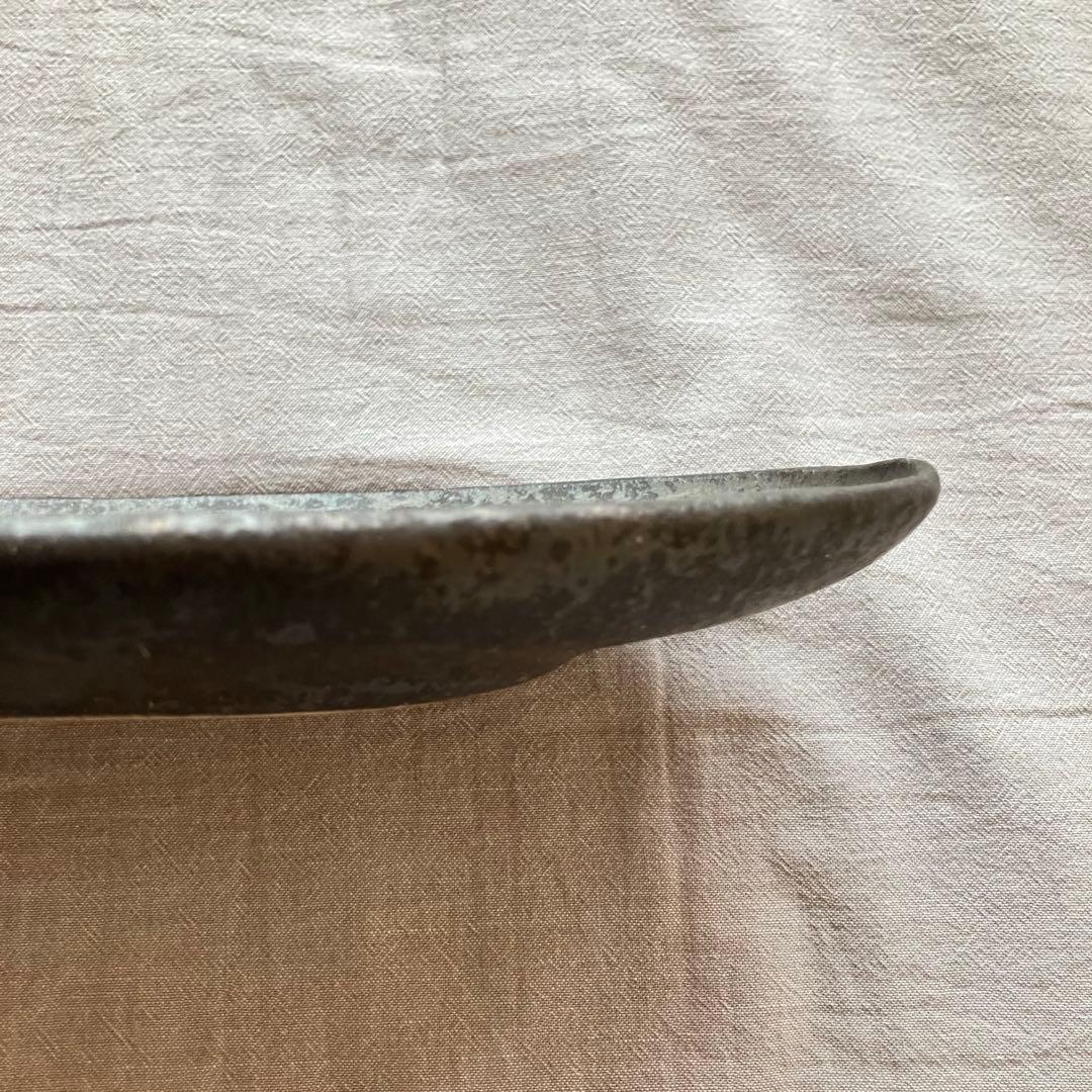 【新品未使用】安福由美子　黒錆　オーバル　リム皿　2点セット