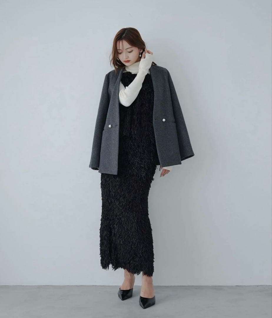 期間限定値引き　Melton pearl jacket coat【Gray】
