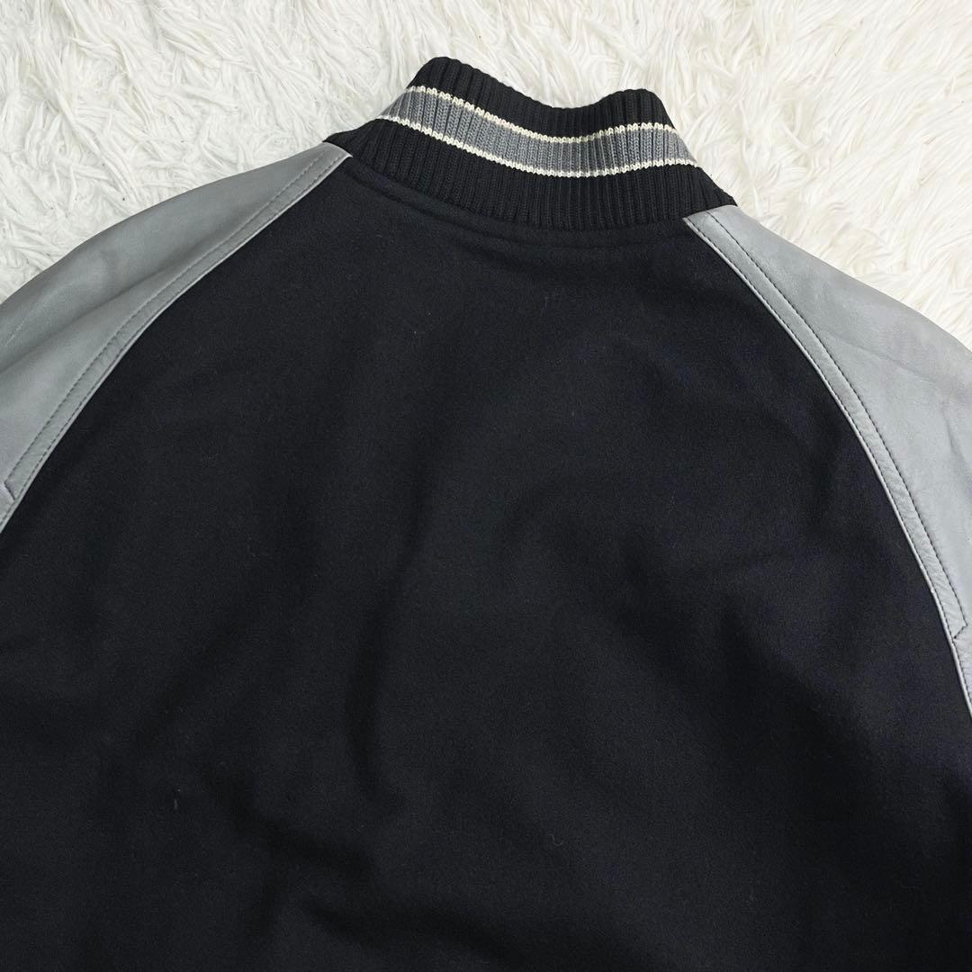 90s ヴィンテージ 好配色 袖レザー スタジャン サガラワッペン キルティング