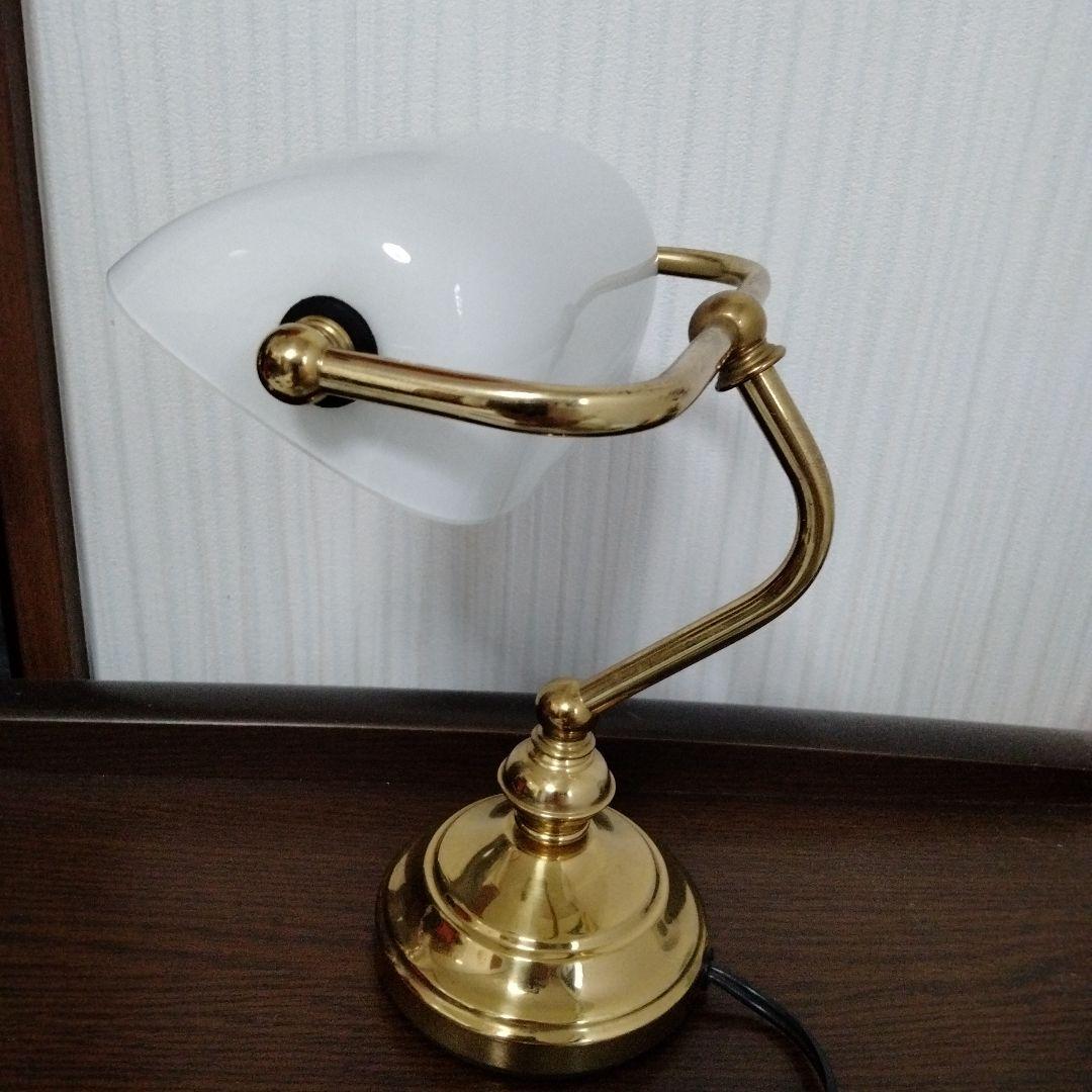 バンカーズランプ　デスクライト　アンティーク　レトロ　ホワイト