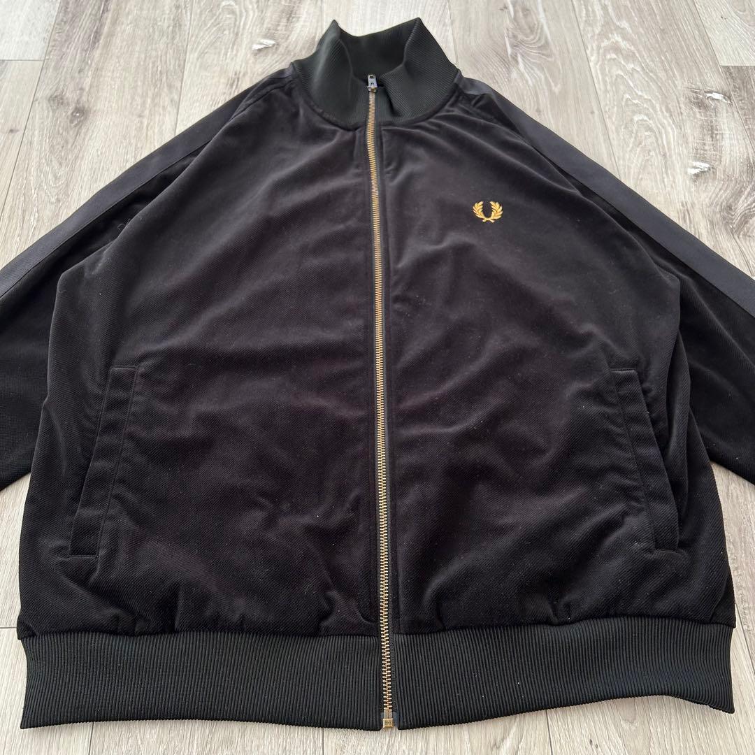 FRED PERRY ベロア ベルベット トラックジャケット ジャージ M 黒金