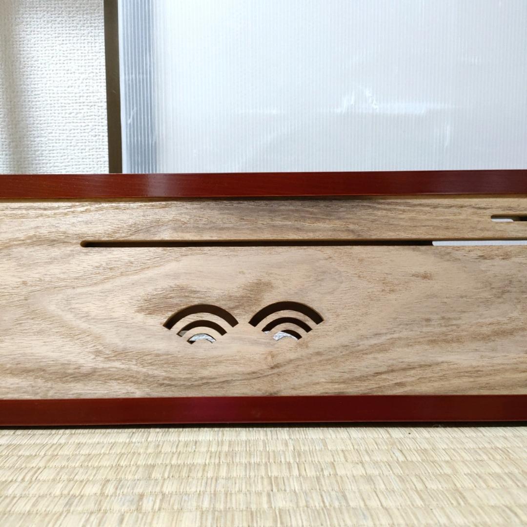 茶道具 風炉先 屏風 桐 青海波 透かし 朱塗 共箱