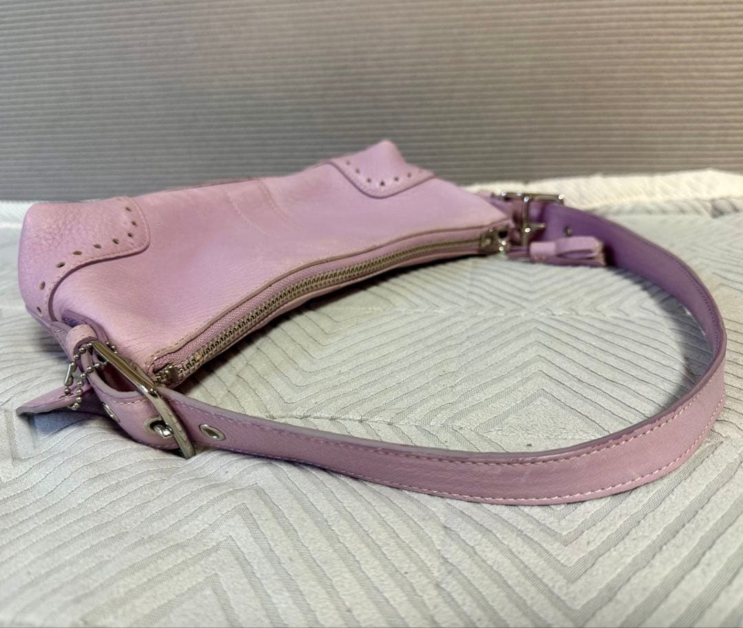 希少カラー COACH レザー アクセサリーポーチ ショルダーバッグ ピンク