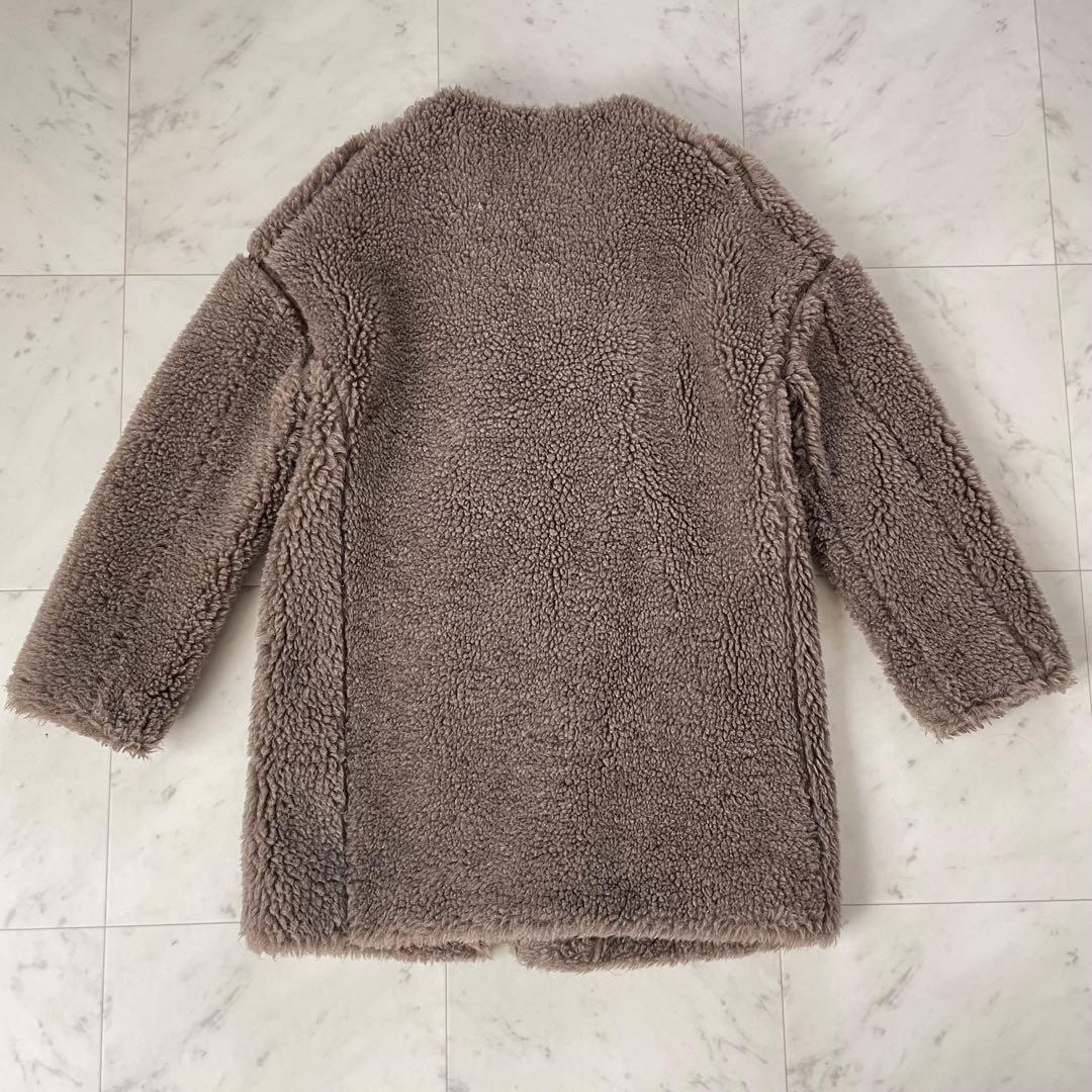 美品✨TICCA ウールファー ノーカラーコート ブラウン