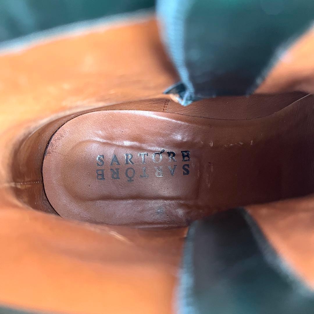 40 SARTORE ショートブーツ　グリーン　メンズ　レザー　25 緑