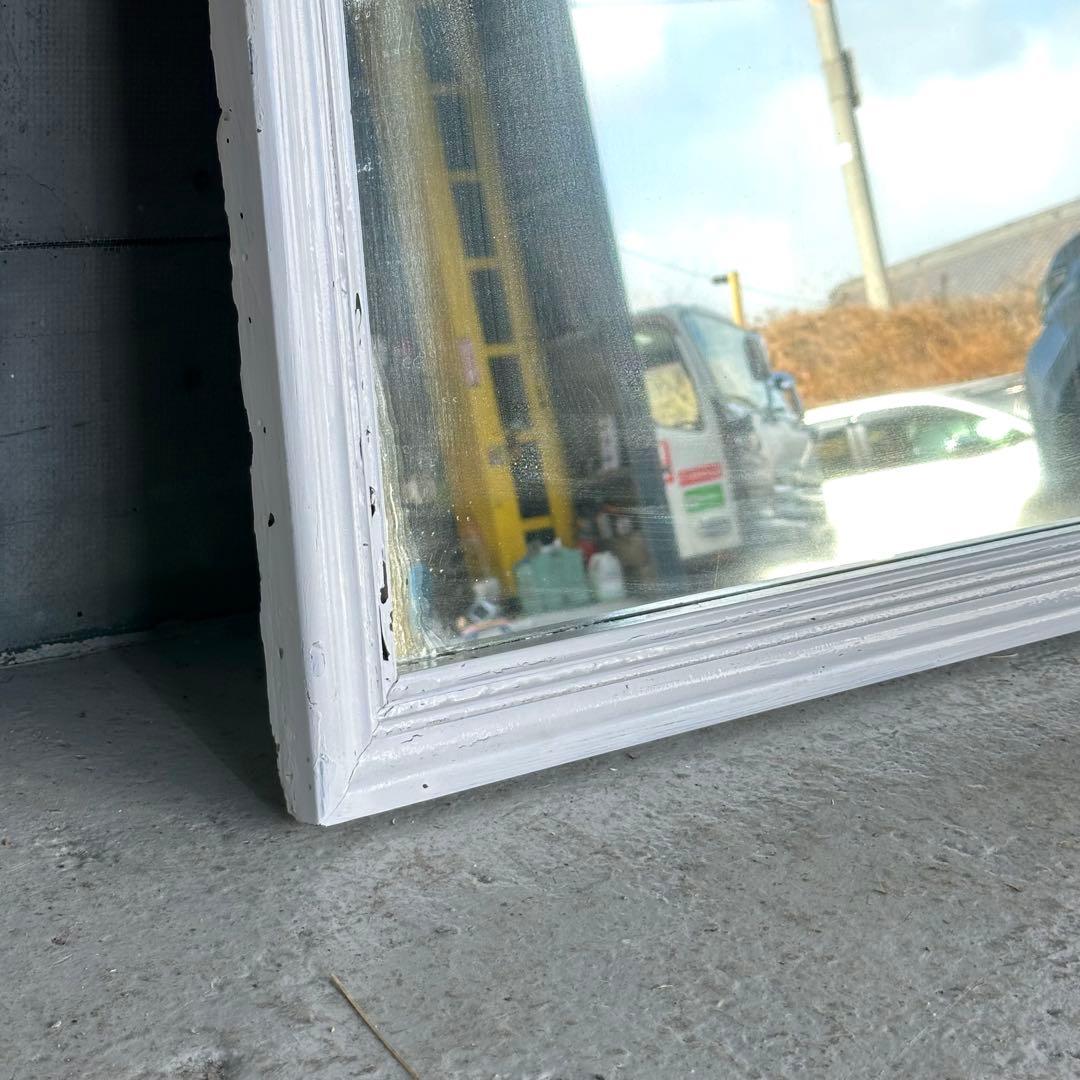 ★70s★アンティーク　 ウッドフレーム 大型 姿見ミラー 壁掛け鏡 シャビー