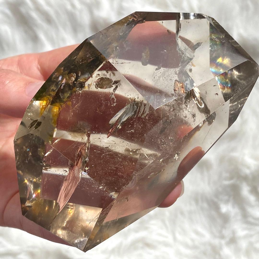 【 ネパール産 ヒマラヤ 水晶 虹入り スモーキー クォーツ フリーカット 】