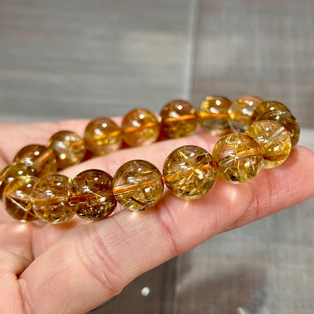 最高級　ゴールドルチルブレスレット　ギラギラ感美しい　8 ルチルクォーツ