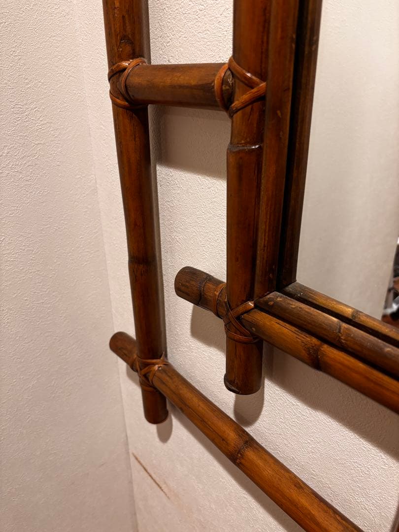 一点物♪アンティーク・バンブーミラー　壁掛け竹製鏡