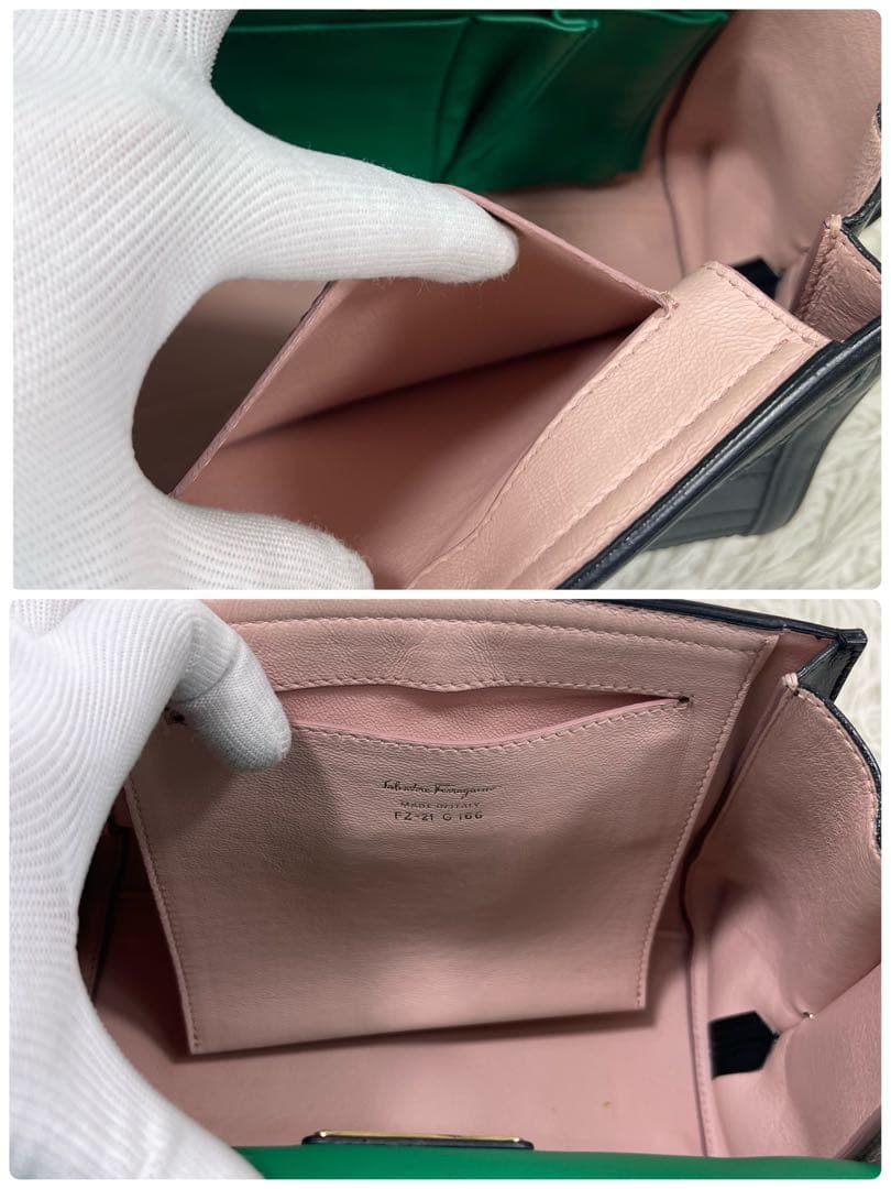 美品‼️ フェラガモ　ハンドバッグ　ガンチーニ　ソフィア　ロゴ金具　レザー