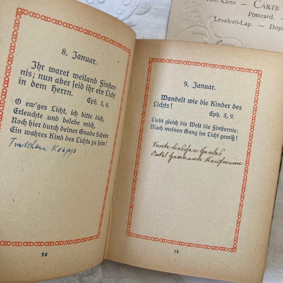 L-865 洋書ドイツアンティーク古書　布張り装丁の美しいメモリアルブック