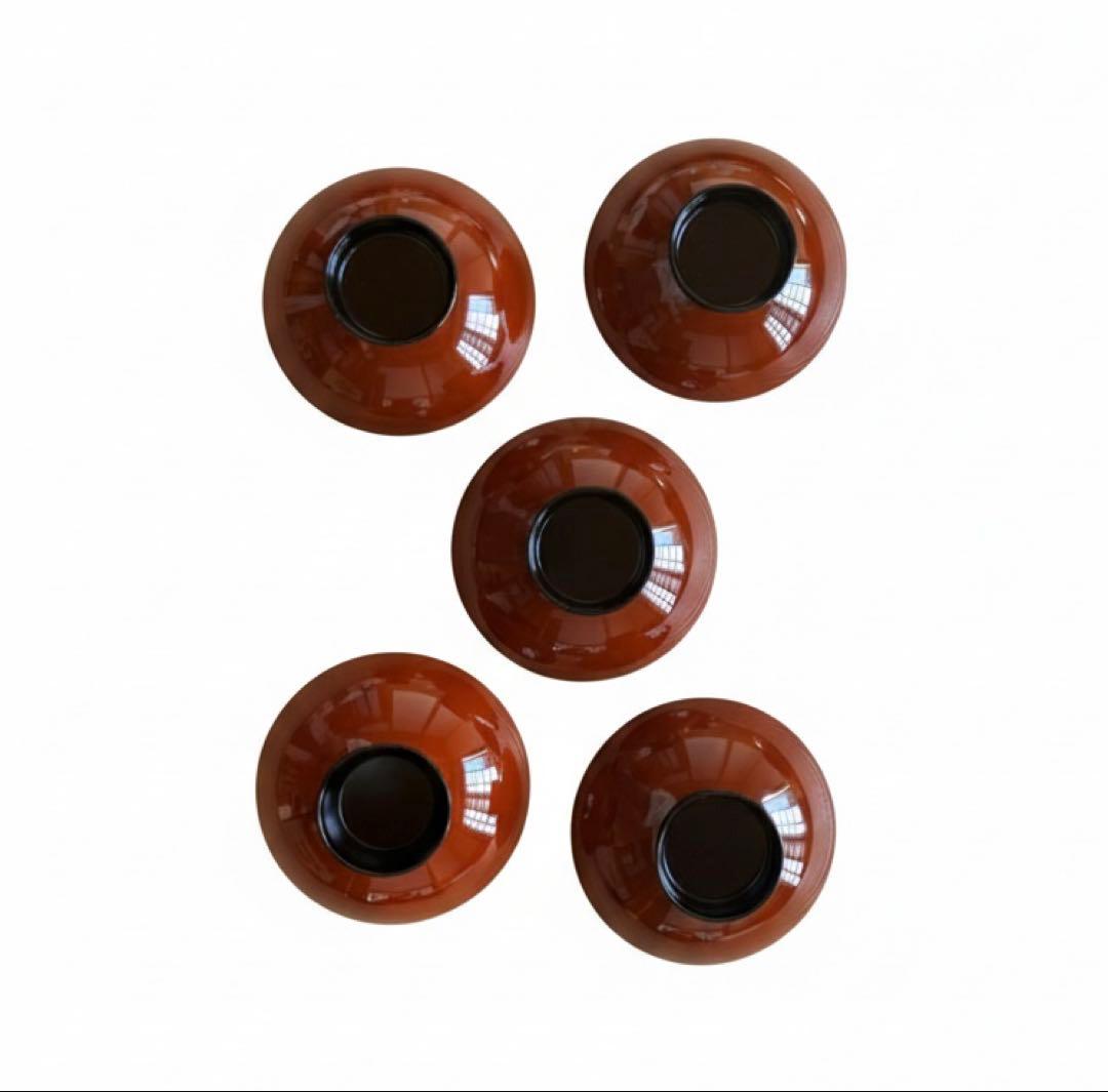 【極美品】天然木 本漆 煮物椀 5客セット 蒔絵 溜塗