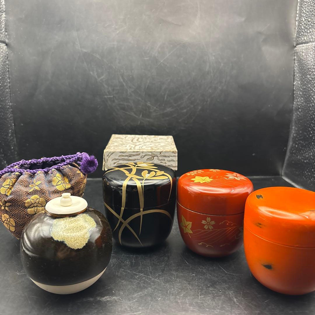 茶道具　棗　なつめ　茶入　根来塗