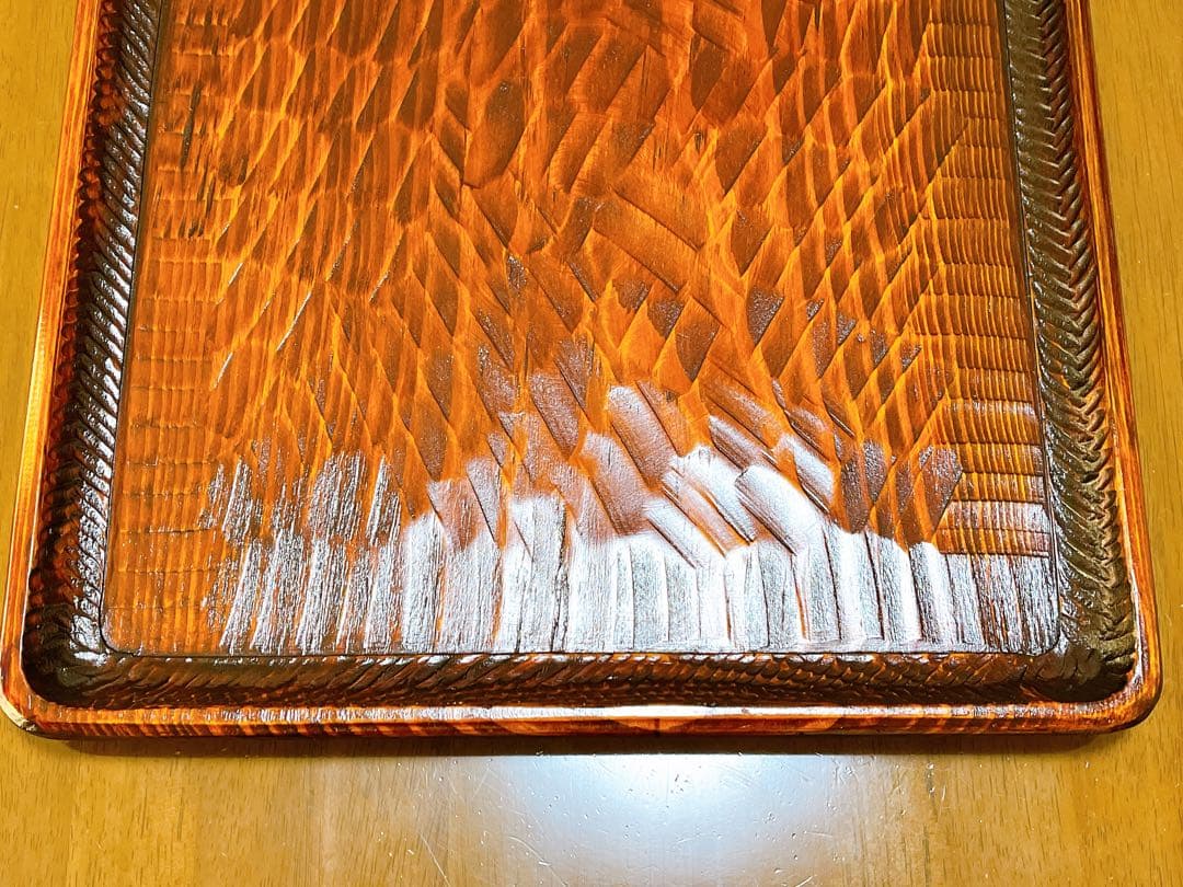 時代物 お膳 讃岐彫り 正方形 お盆 アンティーク 漆器 トレー 木彫り５枚