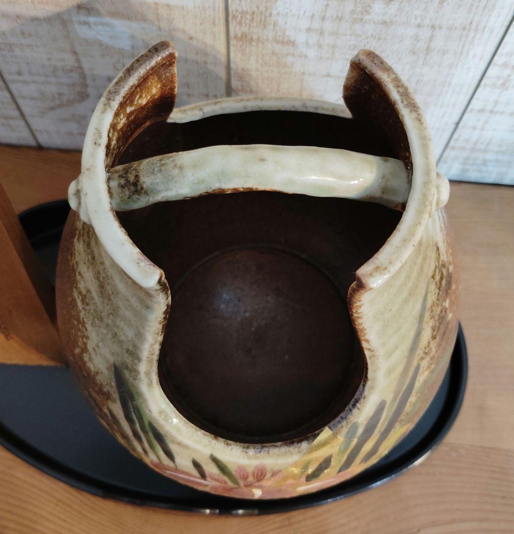 九谷焼　手桶花瓶　金彩あやめ　玉竜作　新品　未使用　花瓶　花器