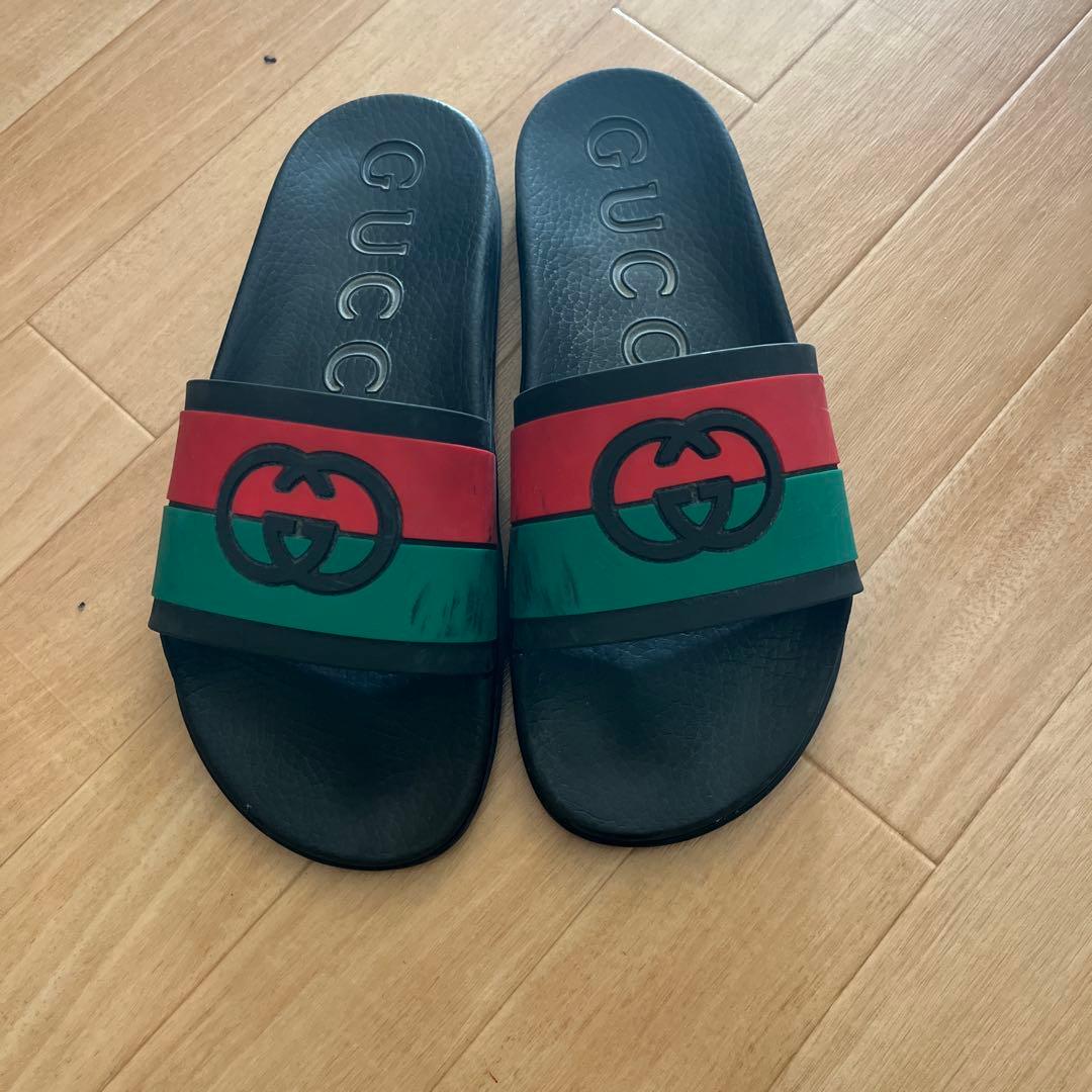 【美品】グッチGUCCI★赤緑 スライドサンダル