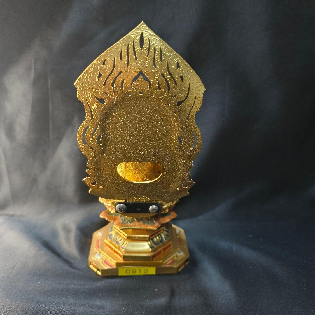 仏教美術 阿弥陀仏座像 銅製鍍金色彩仏像 時代物 旧家蔵出し コレクター放出美品