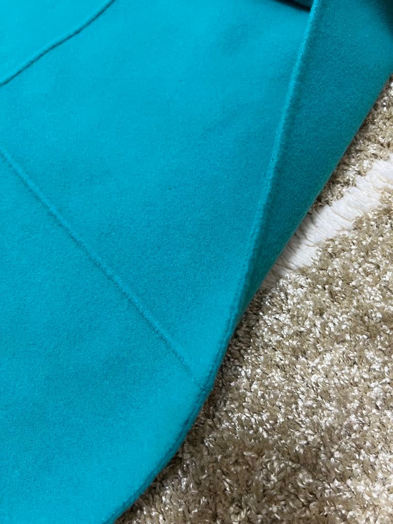 【超美品】DoCLASSE カシミヤ混ウールリバーコート 9号　ターコイズ