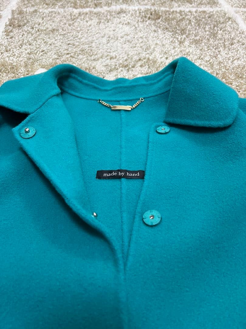 【超美品】DoCLASSE カシミヤ混ウールリバーコート 9号　ターコイズ