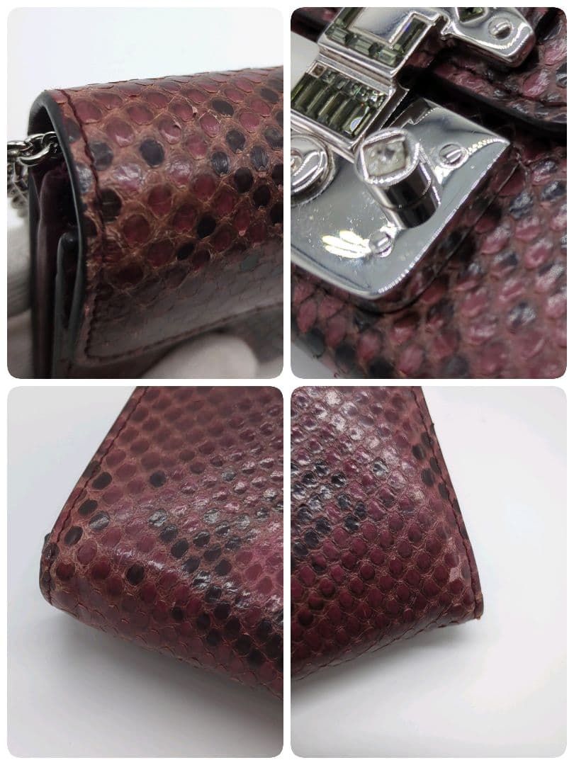 【入手困難・箱付き】グッチ☆チェーンウォレット 長財布 パイソン L字ジップ