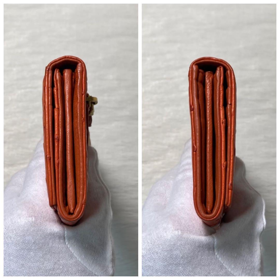 希少　美品　PRADA プラダ　長財布　オレンジ　ダチョウ革　Struzzo 橙