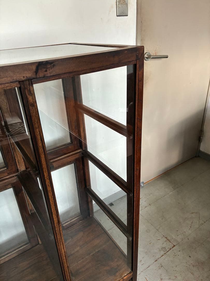 チーク総無垢 ガラスパンケース6枚扉　ショーケース 店舗什器 ガラスケース