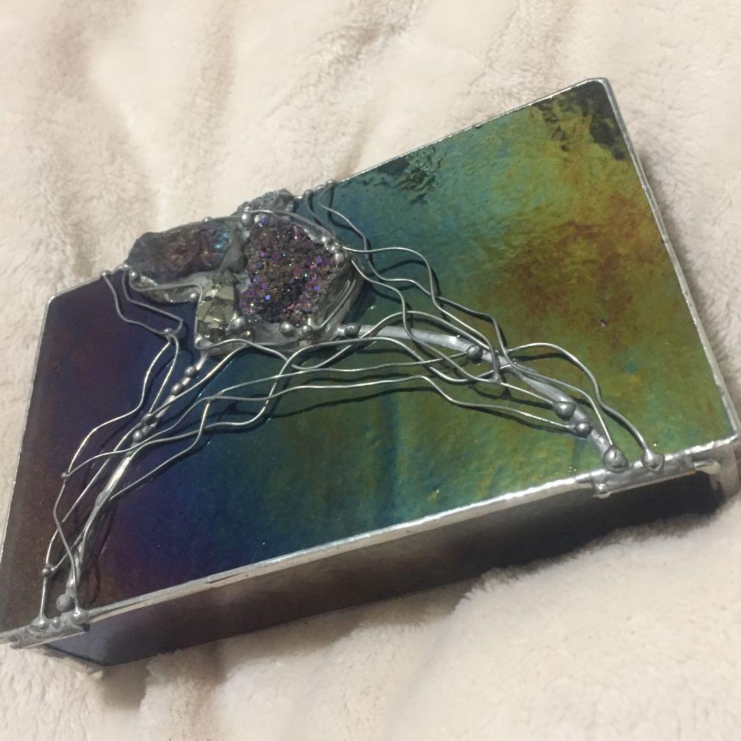 レア★美麗★虹色　ステンドグラス アクセサリーボックス