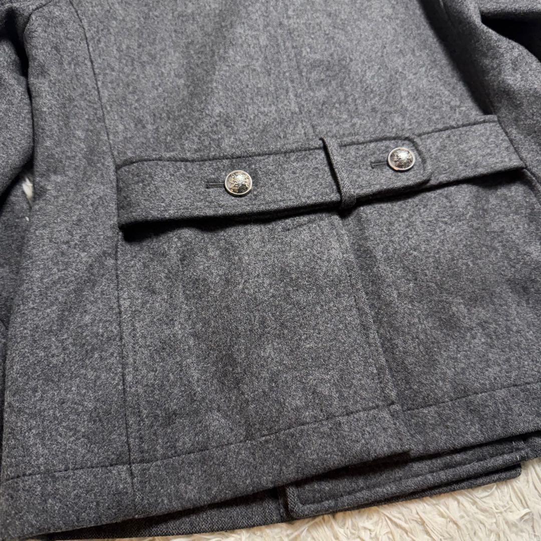 【カシミヤ混】ポールスミス　ピーコート　ナポレオン　銀ボタン　チャコールグレー