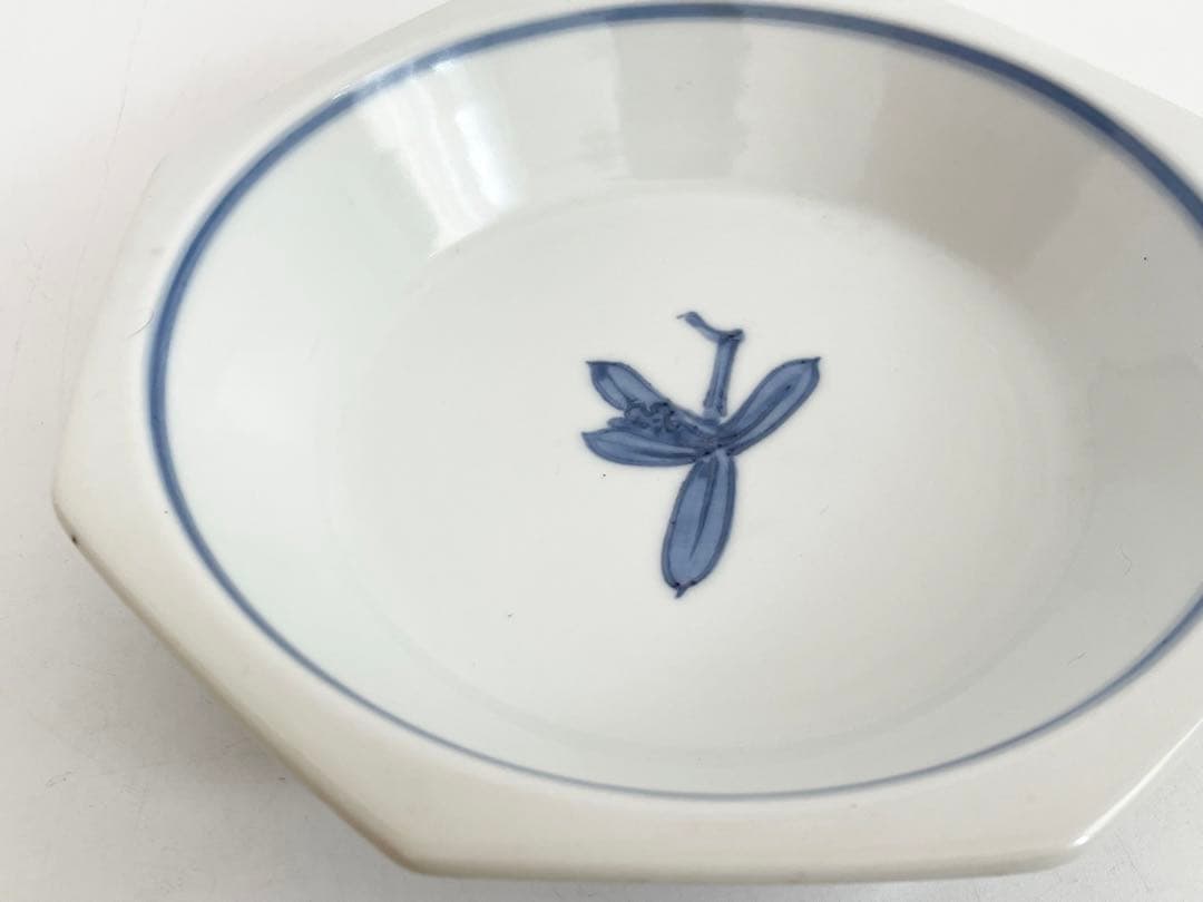 陶芸家　人間国宝　富本憲吉　染付　漢詩　文字文　八角皿　皿