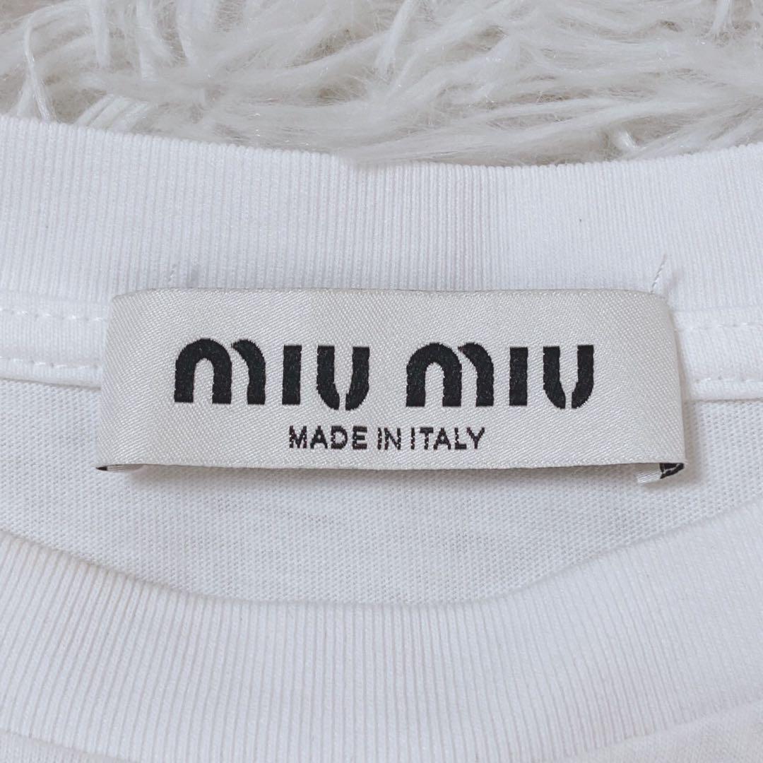ミュウミュウ　半袖Tシャツ　トップス　カットソー　ロゴ　イタリア製　ハート　S