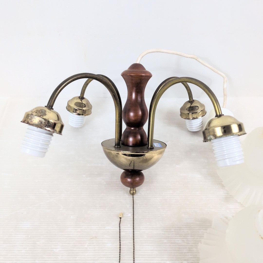 Kishima　アンティーク　シャンデリア　フリルガラスシェード　4灯式