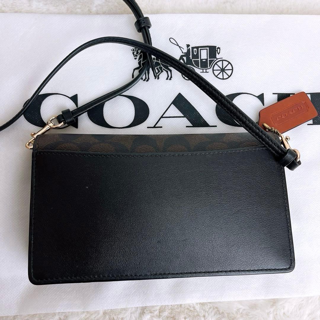 極美品☆COACHコーチ 2way お財布ショルダーバッグ ブラウン レザー