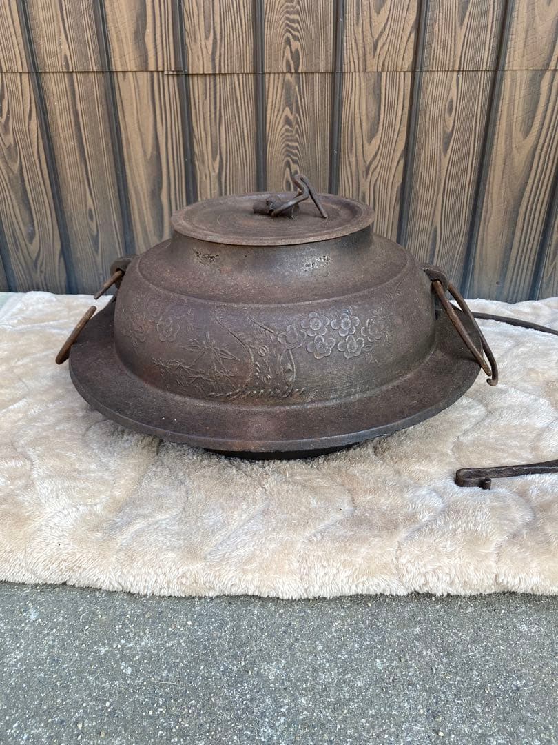 特大　茶釜　囲炉裏　鉄瓶　大型　南部鉄器　骨董