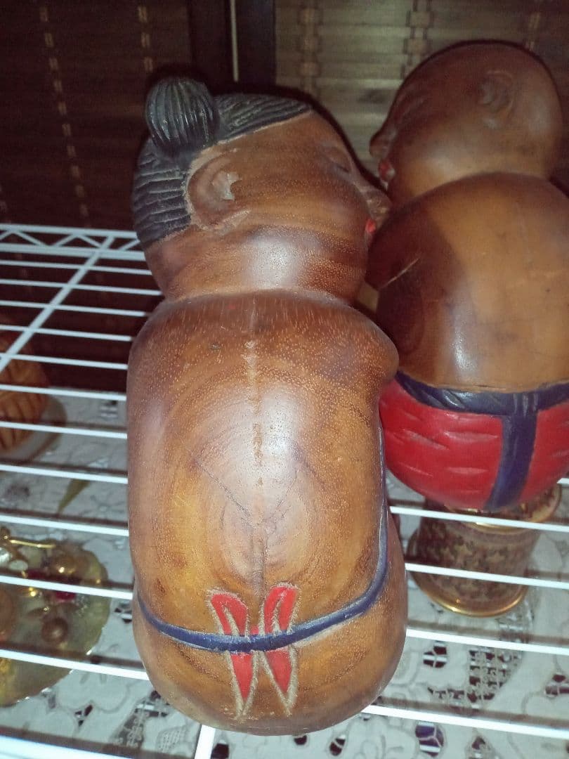 ヴィンテージ　タイThailand手彫り木人形　2体セット売り