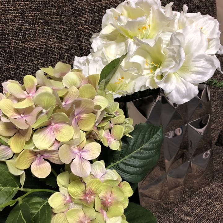 花瓶　造花　草　フラワーベース　紫陽花