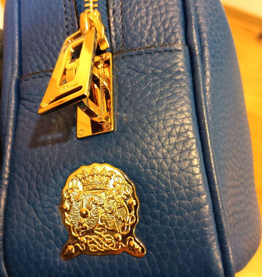 A.D.M.J. レザーショルダーバッグ 青 美品 ブルー ボストン