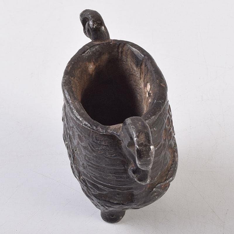 中国　古銅宣徳銅　山水文刻　三足香炉　V　R9217