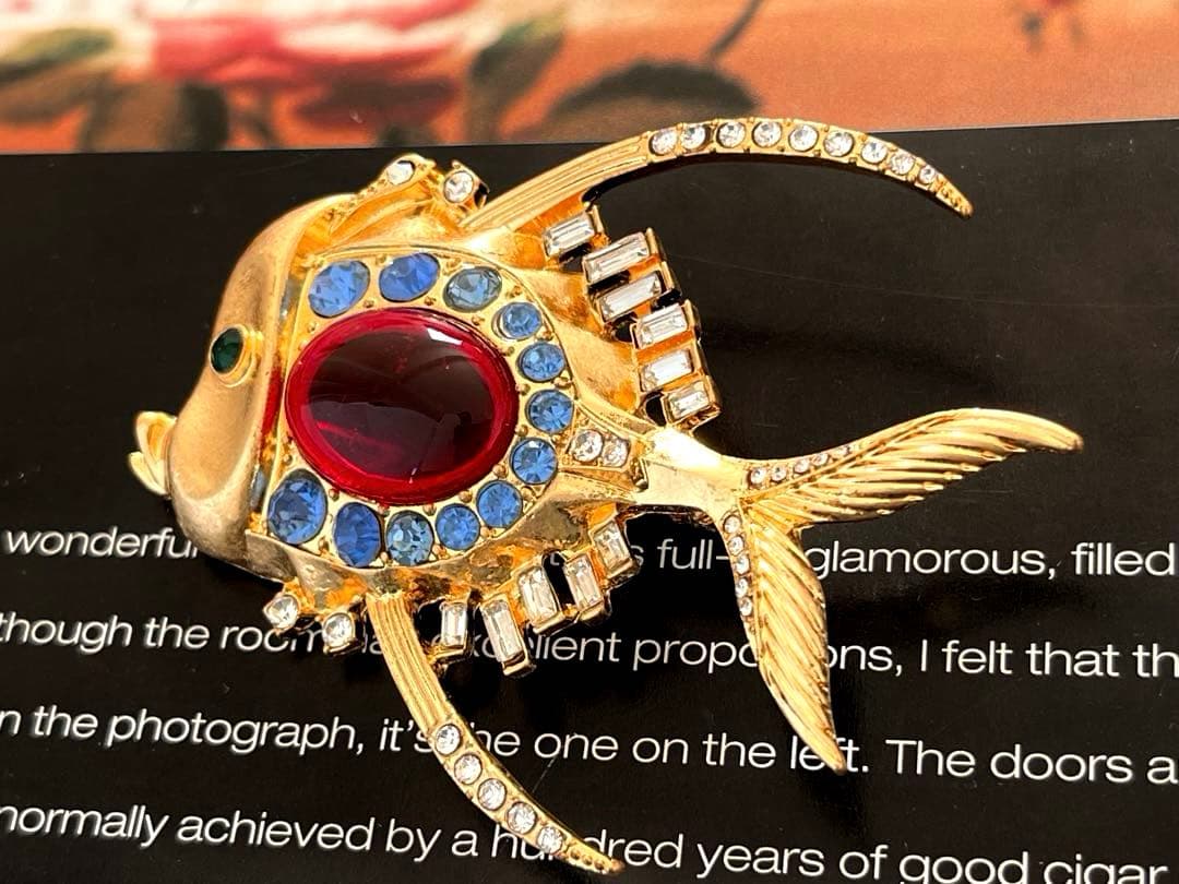 TRIFARI特大！ガラスヴィンテージブローチB237