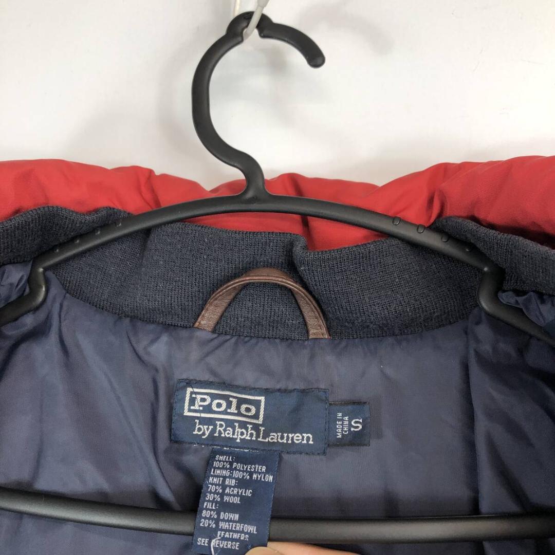 90s ラルフローレン ダウンジャケット レッド Sサイズ 内側ネイビー