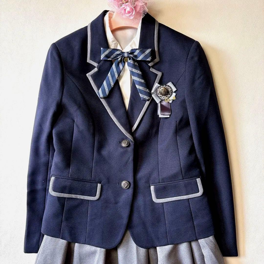 極美品 エルアンノワール 160 フォーマルセットアップ5点セット 紺 グレー