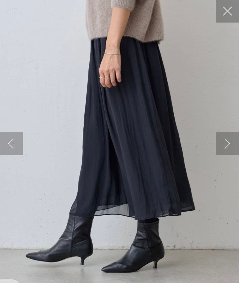 【新品】ビアズリー シワシフォンギャザーパンツ ブラック 黒