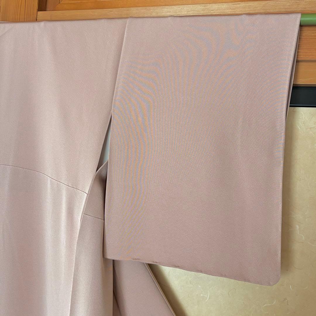 色無地　ピンクベージュ　正絹　ちりめん　友禅染　セミフォーマル　【mm018】