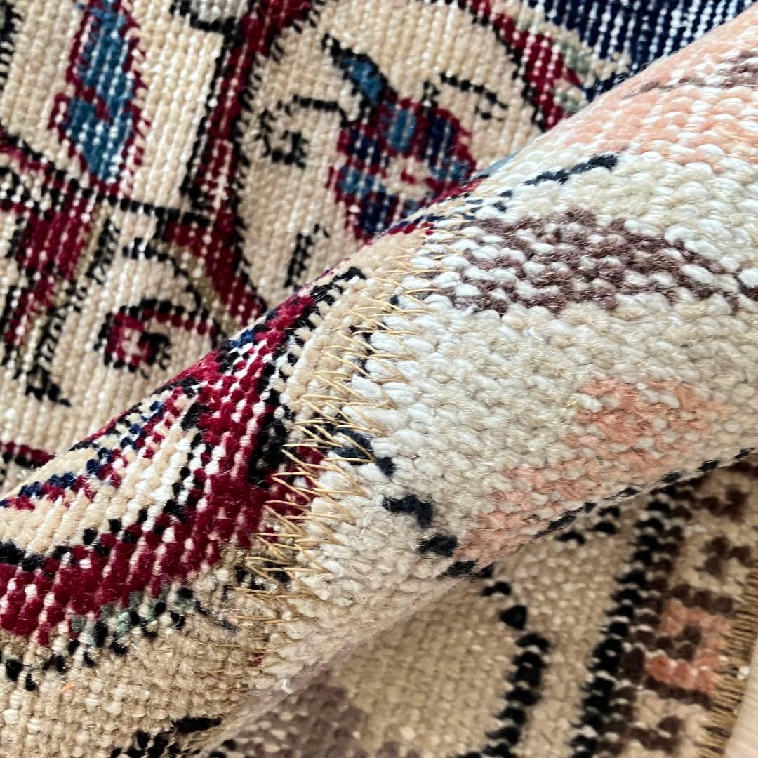 超ロングネイビー65×249レッド　パッチワークランナー　トルコヴィンテージラグ